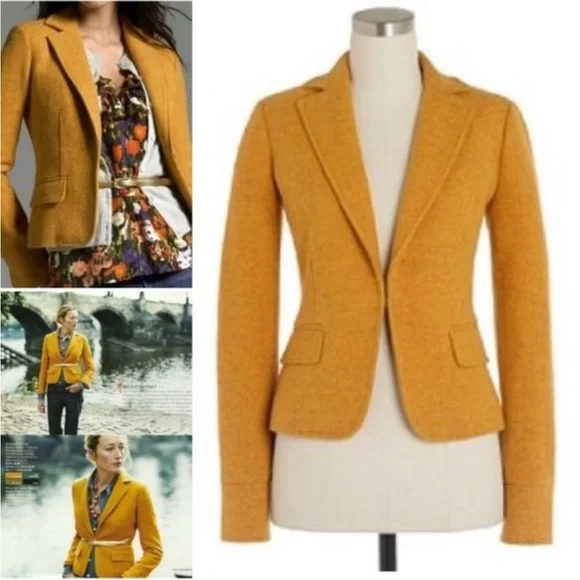 J. Crew Vintage Pumpkin Squash Wool Tweed Cropped Blazer - 6 - Picture 1 of 12